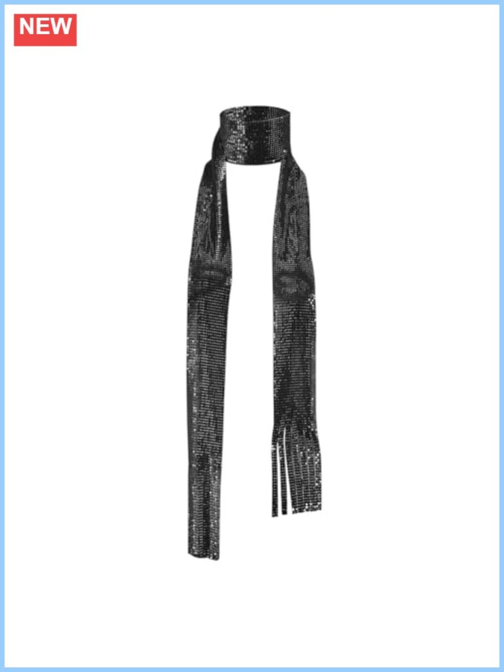 Metal Sequin Neck Tie Scarf Sparkle Long Skinny Shawl for Evening Party Club